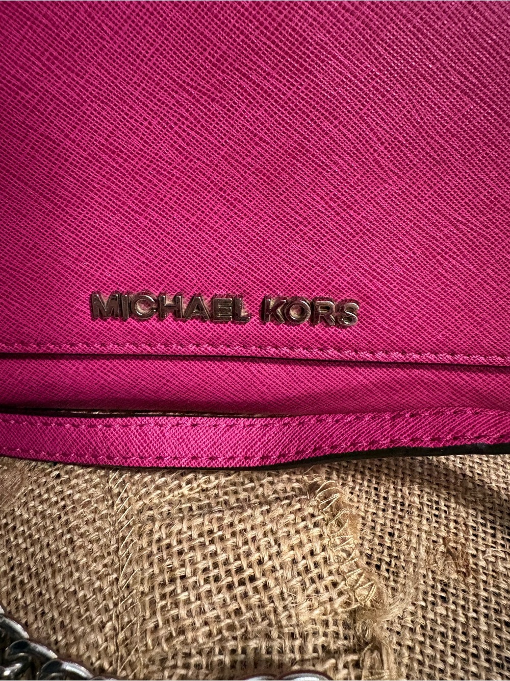 Michael Kors Hot Pink Saffiano Crossbody Bag with Logo